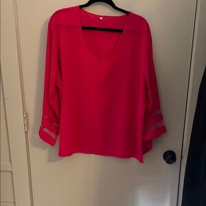 Women's Pink V-Neck Top